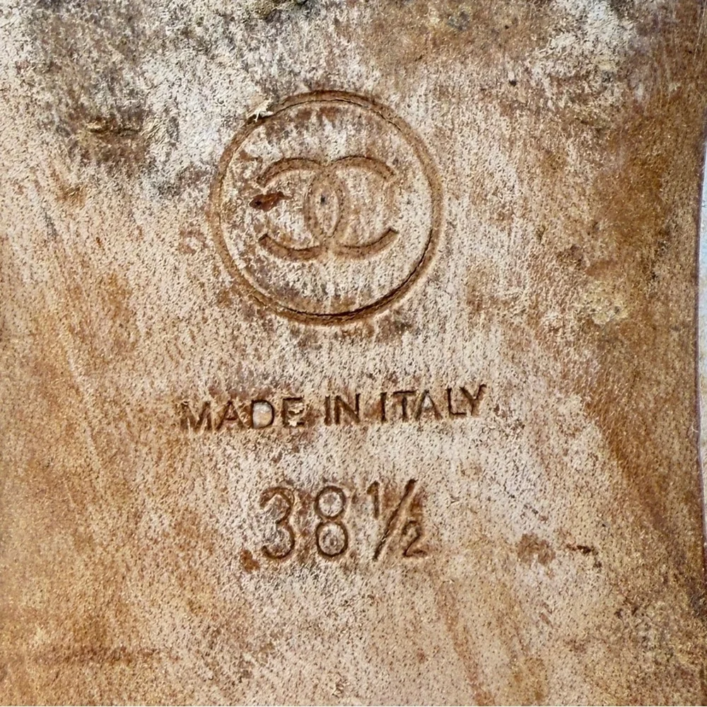 CHANEL 20B Camel and Pink Bi Color Tweed Ballet Slingback Sandal Flats EU 38.5 - Picture 12 of 13